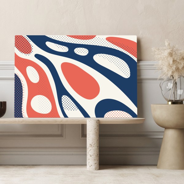 Leinwandbild retro korallenrot und marineblau abstraktes muster – Wallnifity® Leinwandbild retro korallenrot und marineblau abstraktes muster – Wallnifity®