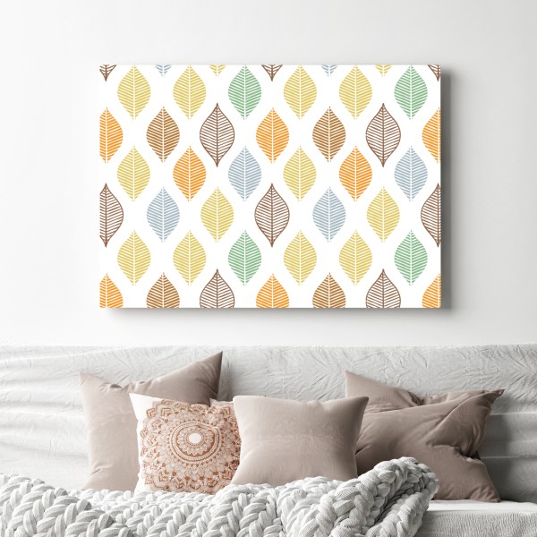 Leinwandbild pastelliges blättermuster für die wand – Wallnifity® Leinwandbild pastelliges blättermuster für die wand – Wallnifity®