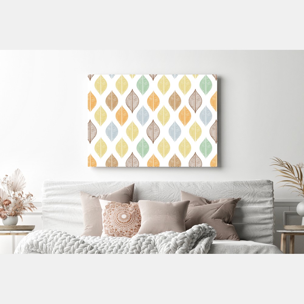 Leinwandbild pastelliges blättermuster für die wand – Wallnifity® Leinwandbild pastelliges blättermuster für die wand – Wallnifity®