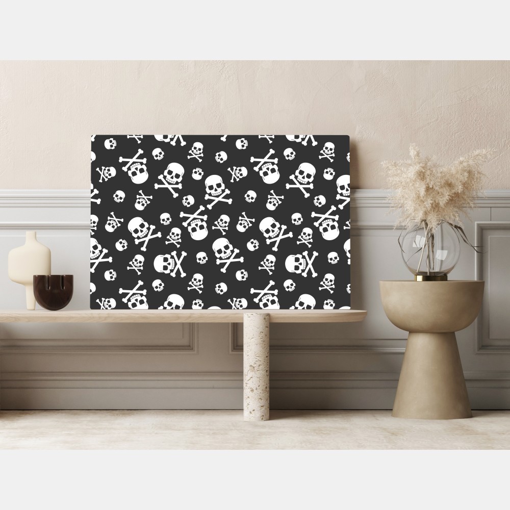 Leinwandbild weißes totenkopf muster auf grauem hintergrund – Wallnifity® Leinwandbild weißes totenkopf muster auf grauem hintergrund – Wallnifity®