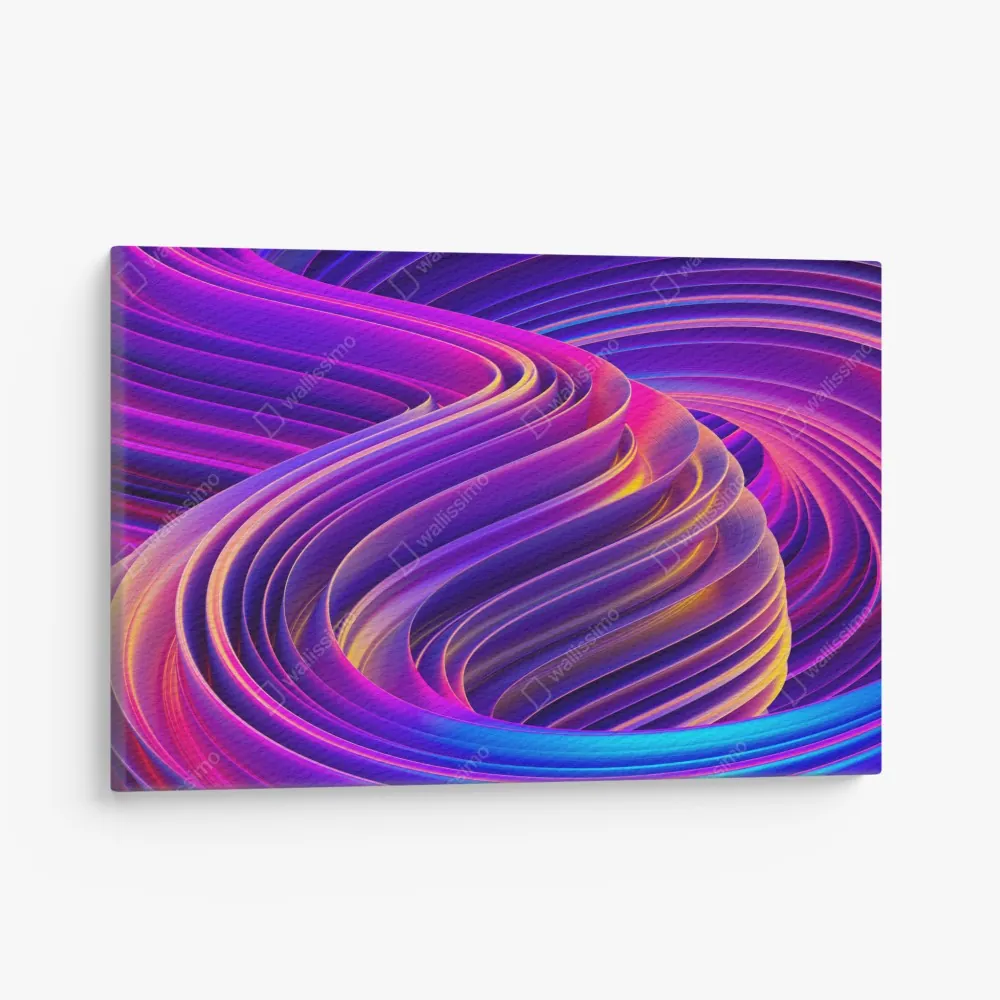 Leinwandbild leuchtender lila 3d bandwirbel – Wallnifity® Leinwandbild leuchtender lila 3d bandwirbel – Wallnifity®