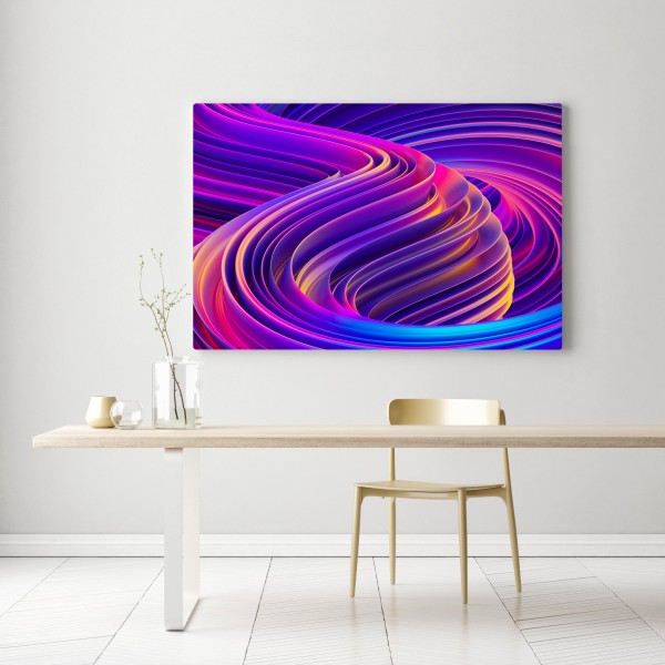 Leinwandbild leuchtender lila 3d bandwirbel – Wallnifity® Leinwandbild leuchtender lila 3d bandwirbel – Wallnifity®