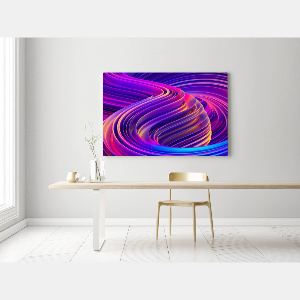 Leinwandbild leuchtender lila 3d bandwirbel – Wallnifity® Leinwandbild leuchtender lila 3d bandwirbel – Wallnifity®