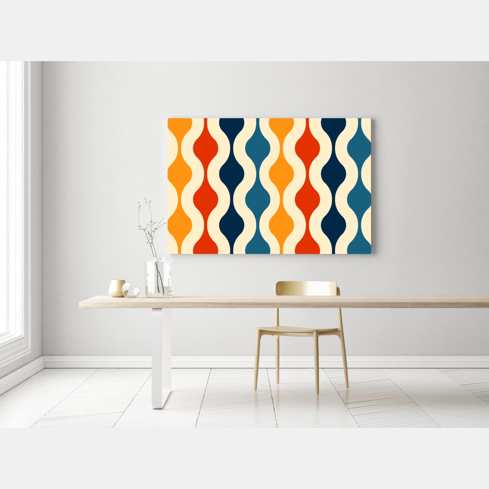 Leinwandbild retro welliges mid-century muster – Wallnifity® Leinwandbild retro welliges mid-century muster – Wallnifity®