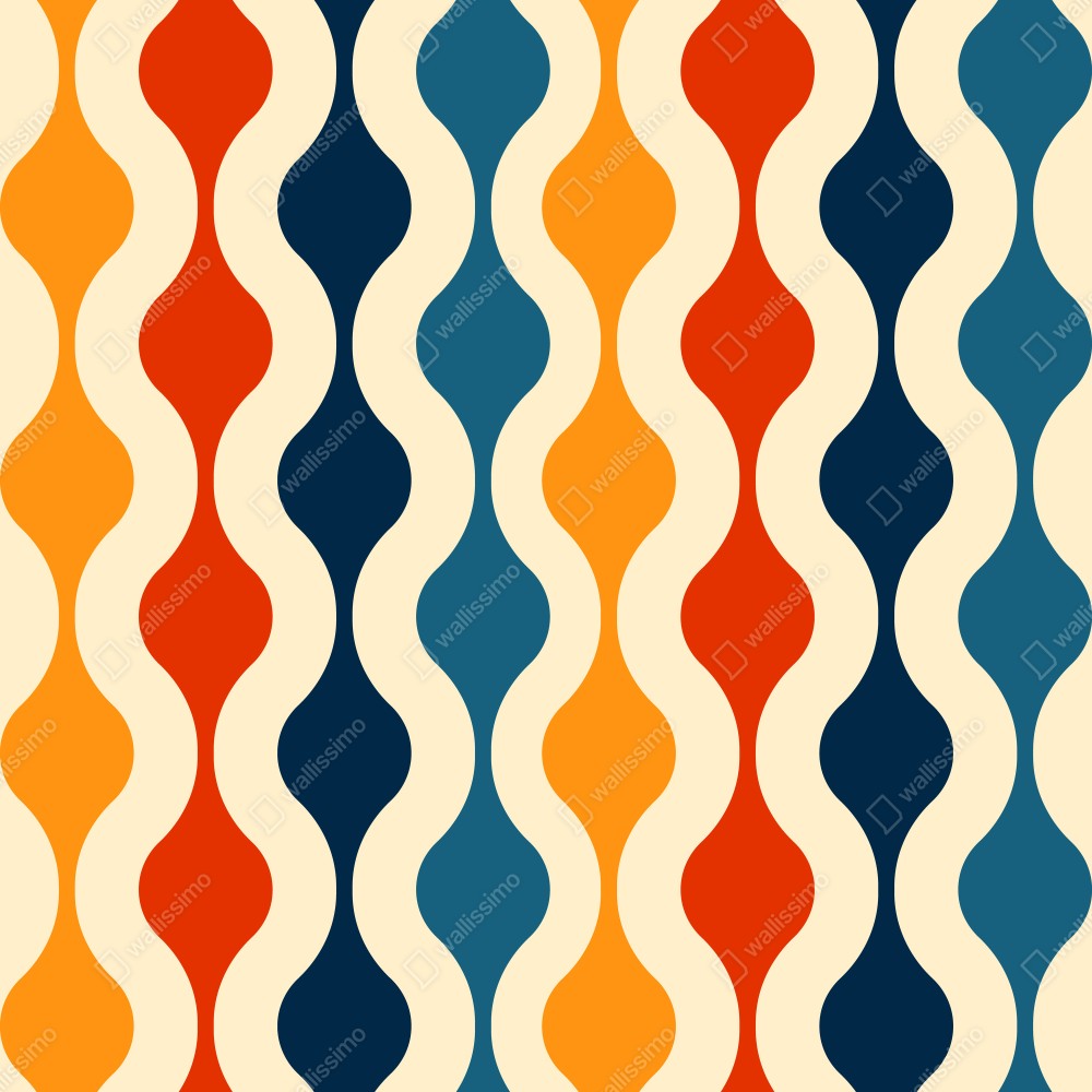 Leinwandbild retro welliges mid-century muster – Wallnifity® Leinwandbild retro welliges mid-century muster – Wallnifity®