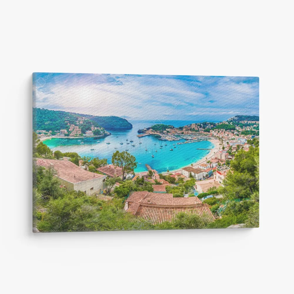 Leinwandbild sonnige panoramaaufnahme von Port de Soller – Wallnifity® Leinwandbild sonnige panoramaaufnahme von Port de Soller – Wallnifity®