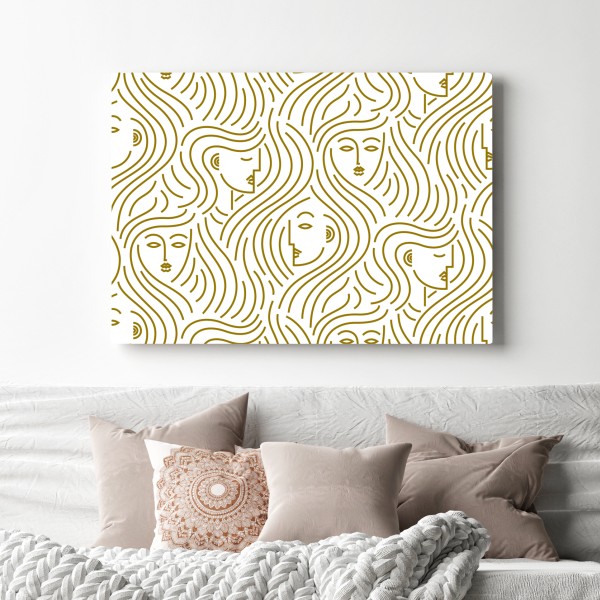 Leinwandbild goldene fließende gesichter nahtloses muster – Wallnifity® Leinwandbild goldene fließende gesichter nahtloses muster – Wallnifity®