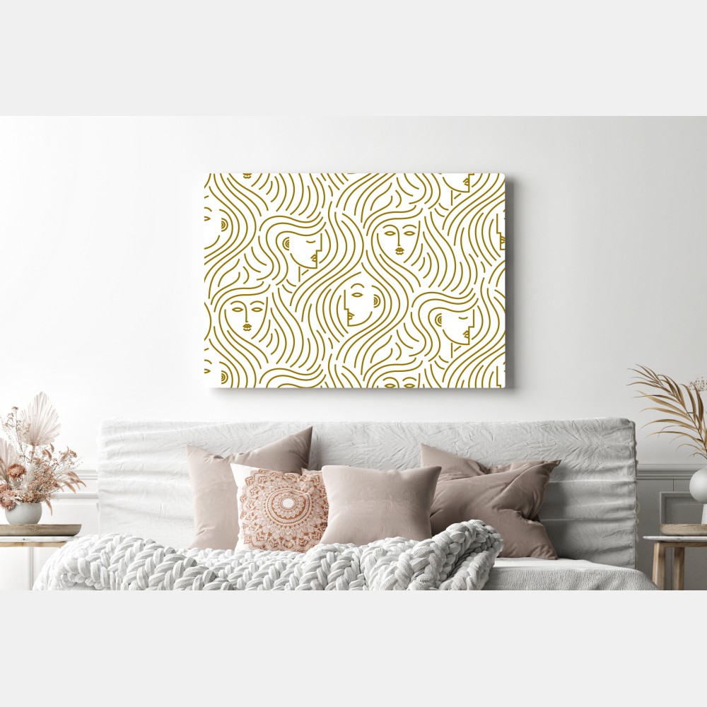 Leinwandbild goldene fließende gesichter nahtloses muster – Wallnifity® Leinwandbild goldene fließende gesichter nahtloses muster – Wallnifity®