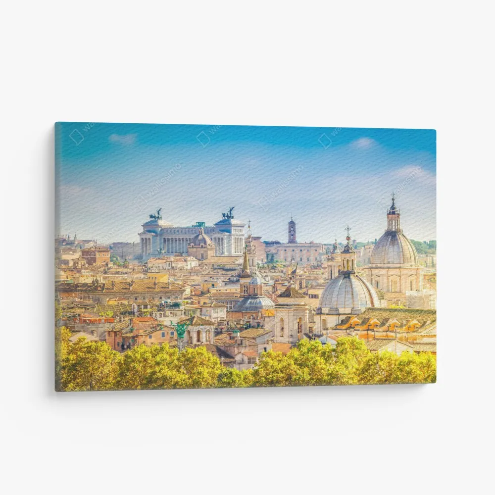 Leinwandbild sonnige skyline von Rom mit kuppeln – Wallnifity® Leinwandbild sonnige skyline von Rom mit kuppeln – Wallnifity®