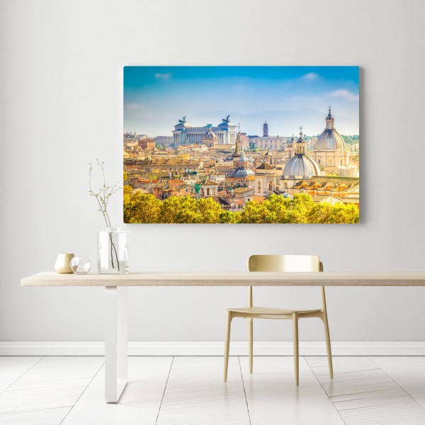 Leinwandbild sonnige skyline von Rom mit kuppeln – Wallnifity® Leinwandbild sonnige skyline von Rom mit kuppeln – Wallnifity®