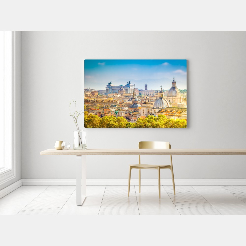 Leinwandbild sonnige skyline von Rom mit kuppeln – Wallnifity® Leinwandbild sonnige skyline von Rom mit kuppeln – Wallnifity®