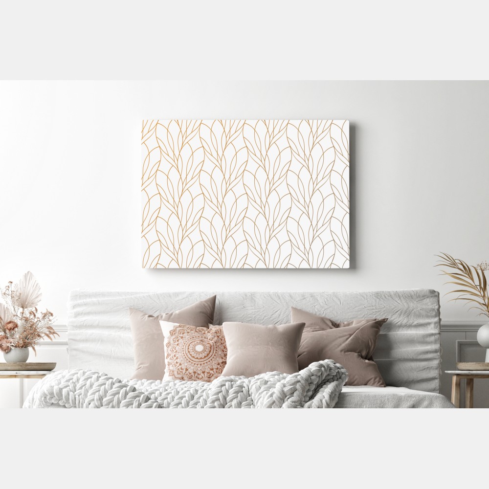 Leinwandbild goldenes blattmuster auf weißem hintergrund – Wallnifity® Leinwandbild goldenes blattmuster auf weißem hintergrund – Wallnifity®
