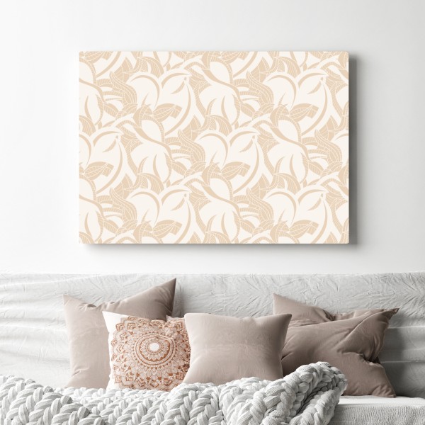 Leinwandbild beiges blattmuster im botanischen stil – Wallnifity® Leinwandbild beiges blattmuster im botanischen stil – Wallnifity®