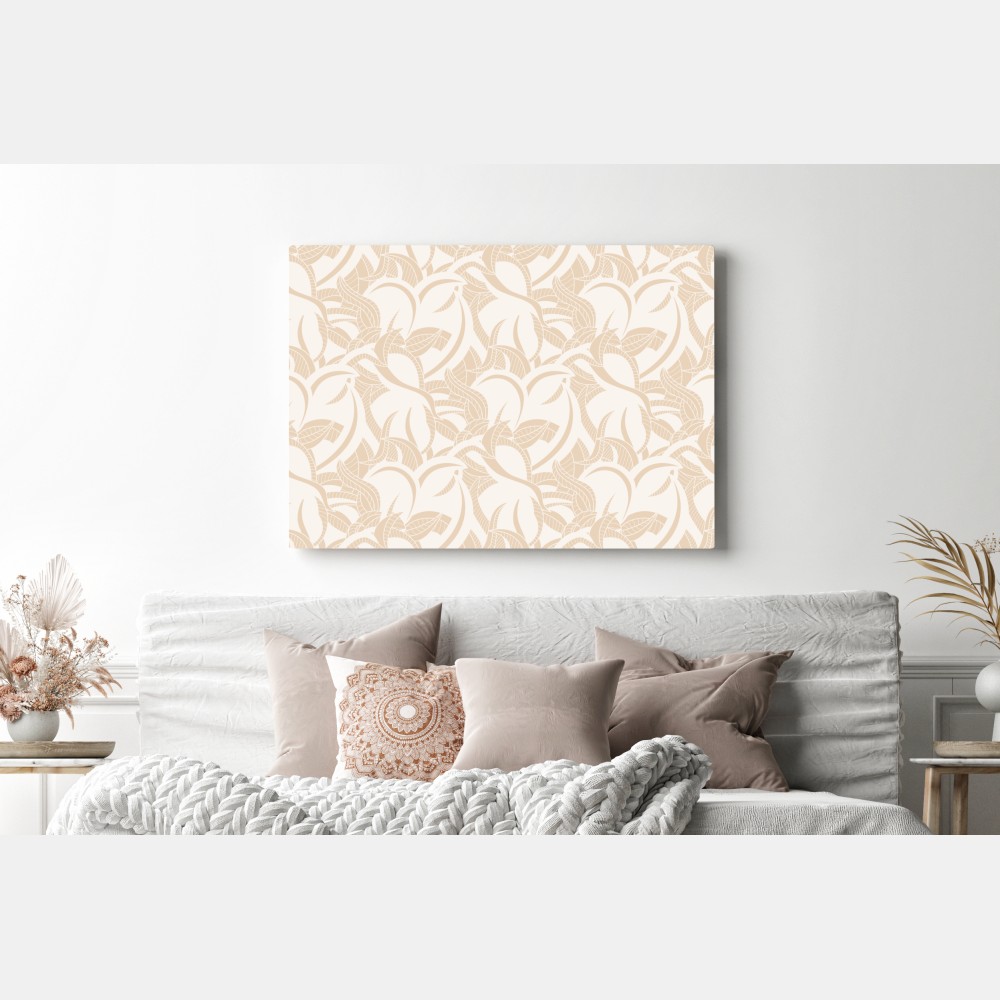 Leinwandbild beiges blattmuster im botanischen stil – Wallnifity® Leinwandbild beiges blattmuster im botanischen stil – Wallnifity®