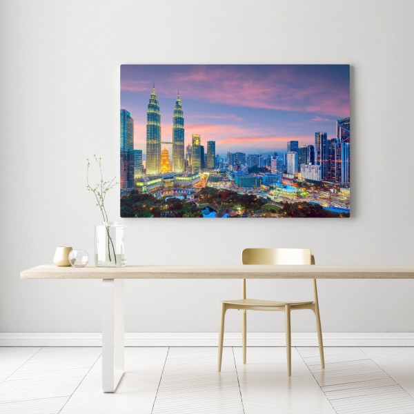 Leinwandbild Kuala Lumpur stadtpanorama bei dämmerung – Wallnifity® Leinwandbild Kuala Lumpur stadtpanorama bei dämmerung – Wallnifity®