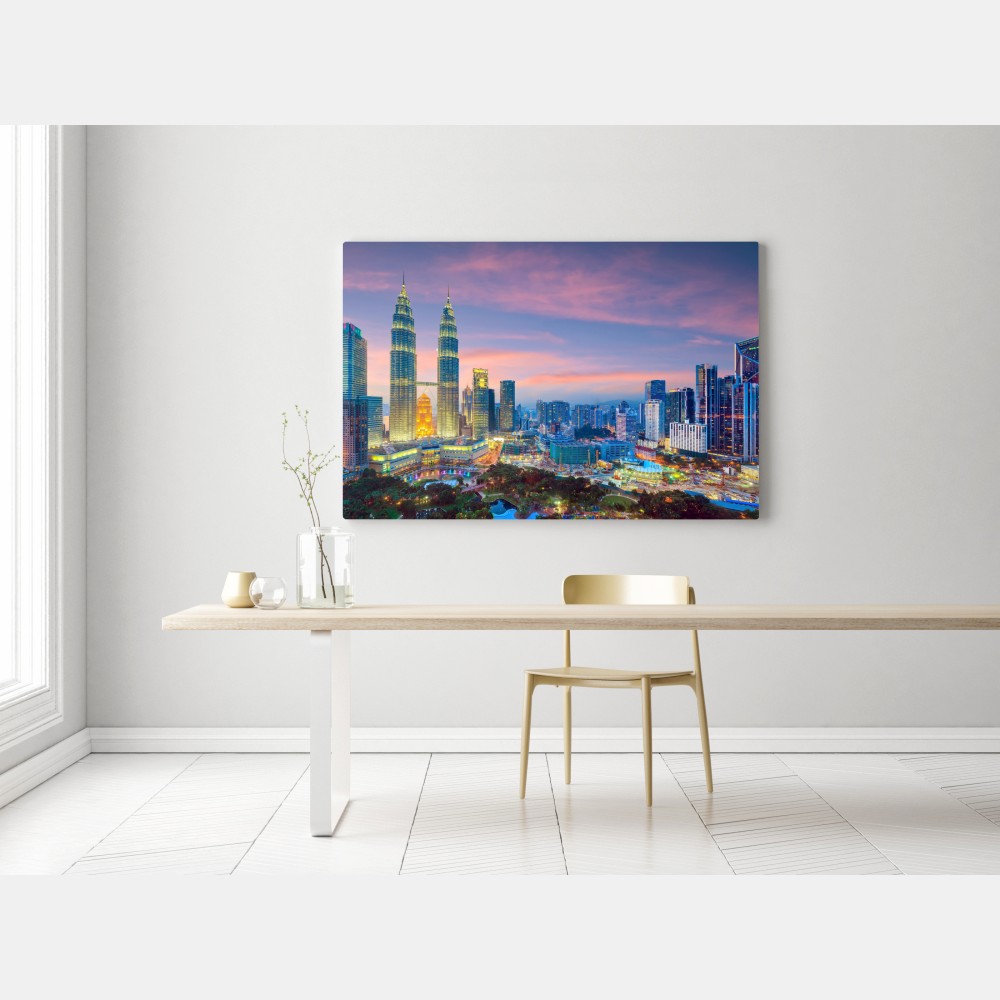 Leinwandbild Kuala Lumpur stadtpanorama bei dämmerung – Wallnifity® Leinwandbild Kuala Lumpur stadtpanorama bei dämmerung – Wallnifity®