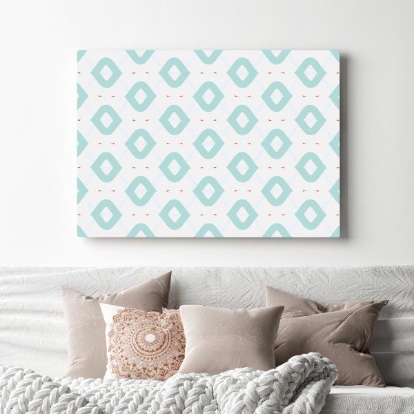 Leinwandbild türkis geometrisches rautenmuster – Wallnifity® Leinwandbild türkis geometrisches rautenmuster – Wallnifity®