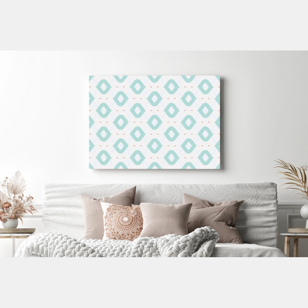 Leinwandbild türkis geometrisches rautenmuster – Wallnifity® Leinwandbild türkis geometrisches rautenmuster – Wallnifity®