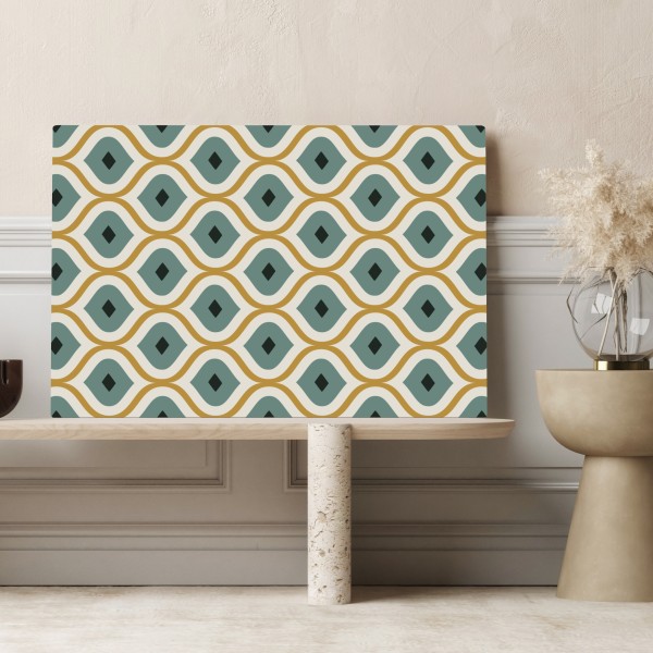 Leinwandbild türkis-goldenes geometrisches ornament – Wallnifity® Leinwandbild türkis-goldenes geometrisches ornament – Wallnifity®
