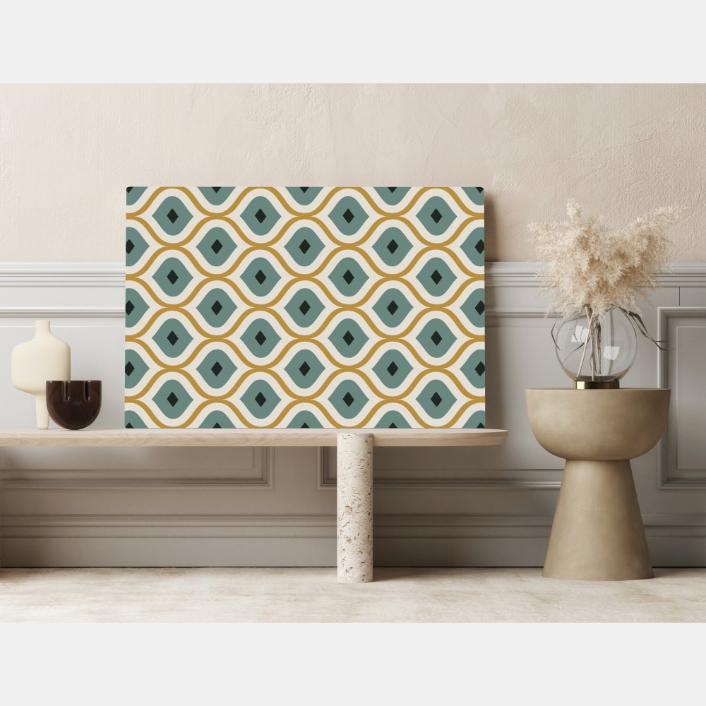 Leinwandbild türkis-goldenes geometrisches ornament – Wallnifity® Leinwandbild türkis-goldenes geometrisches ornament – Wallnifity®