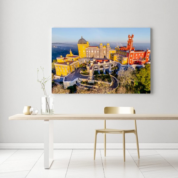 Leinwandbild bunter palast Pena in Sintra – Wallnifity® Leinwandbild bunter palast Pena in Sintra – Wallnifity®