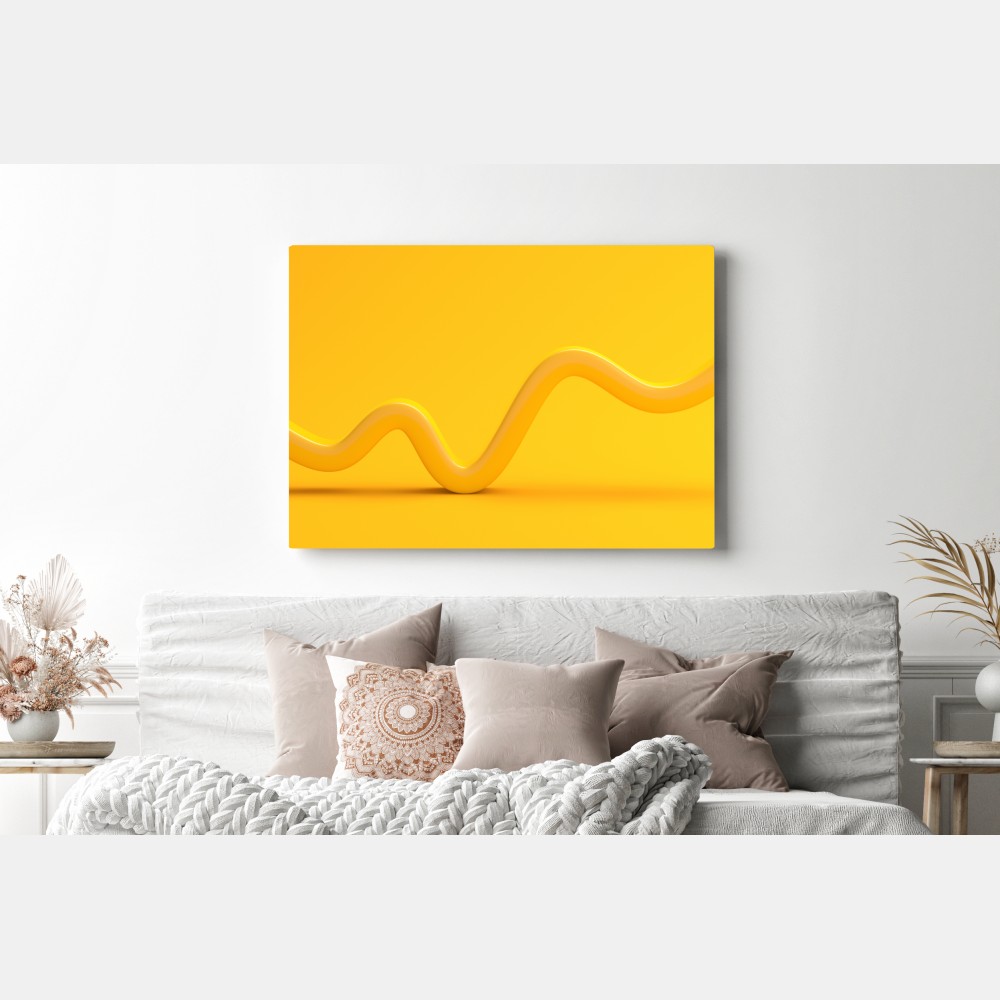 Leinwandbild sonnige gelbe 3d-abstrakte kurve – Wallnifity® Leinwandbild sonnige gelbe 3d-abstrakte kurve – Wallnifity®