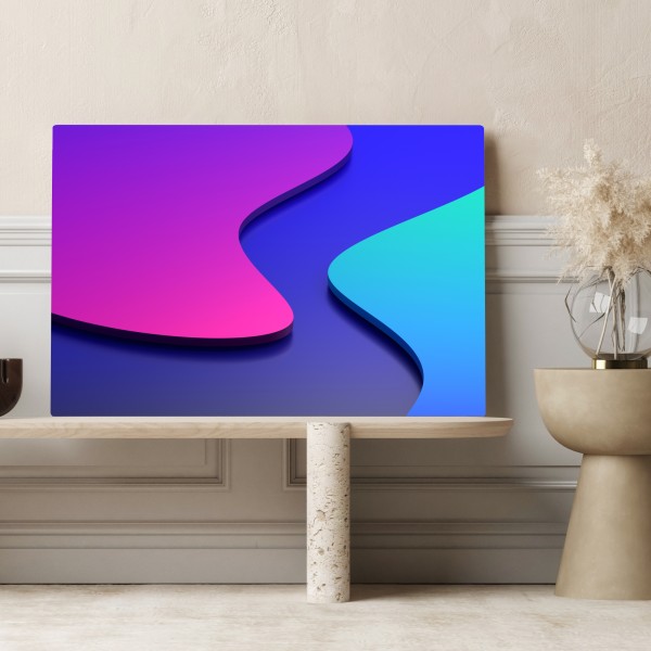 Leinwandbild leuchtende lila-blaue abstrakte 3d-formen – Wallnifity® Leinwandbild leuchtende lila-blaue abstrakte 3d-formen – Wallnifity®