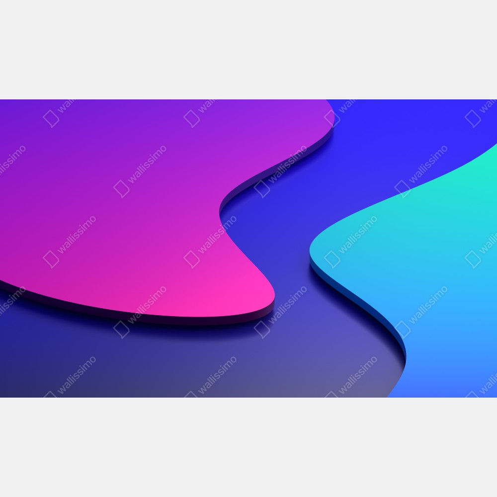 Leinwandbild leuchtende lila-blaue abstrakte 3d-formen – Wallnifity® Leinwandbild leuchtende lila-blaue abstrakte 3d-formen – Wallnifity®