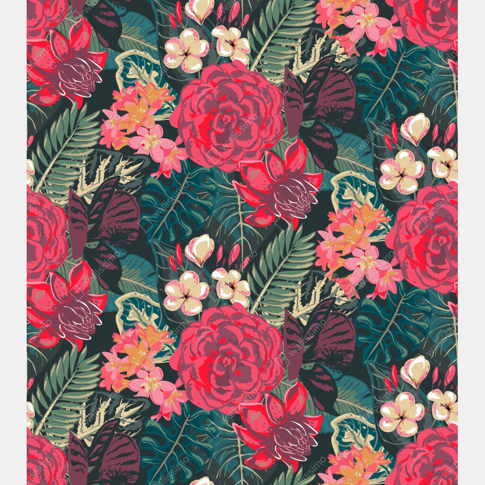 Leinwandbild tropisches blumenmuster in rosa und türkis – Wallnifity® Leinwandbild tropisches blumenmuster in rosa und türkis – Wallnifity®