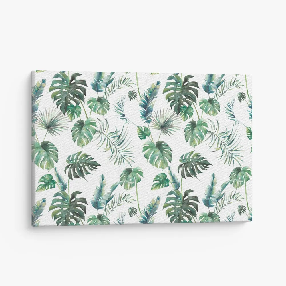 Leinwandbild aquarell tropische blätter muster – Wallnifity® Leinwandbild aquarell tropische blätter muster – Wallnifity®