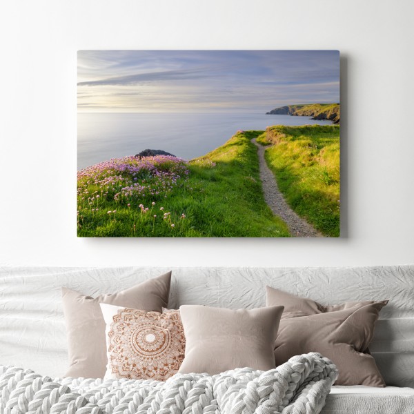 Leinwandbild Ceibwr Bay küstenpfad bei dämmerung – Wallnifity® Leinwandbild Ceibwr Bay küstenpfad bei dämmerung – Wallnifity®