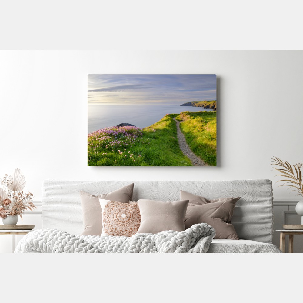 Leinwandbild Ceibwr Bay küstenpfad bei dämmerung – Wallnifity® Leinwandbild Ceibwr Bay küstenpfad bei dämmerung – Wallnifity®