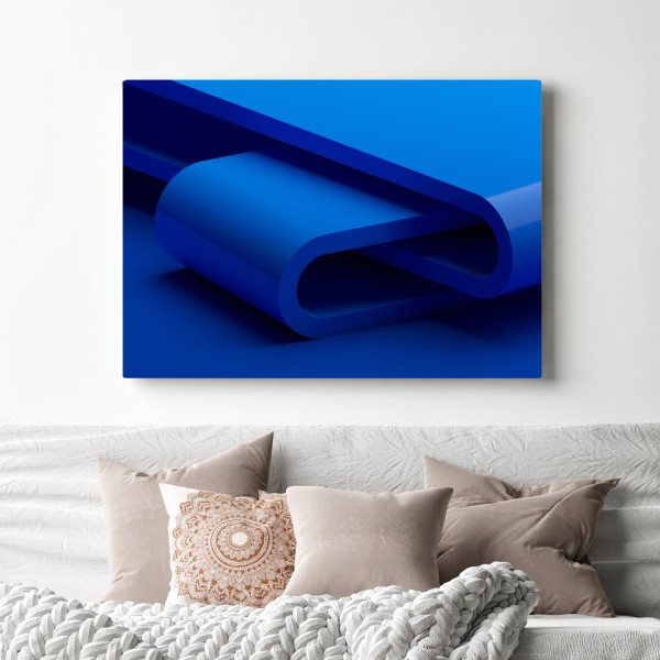 Leinwandbild minimalistische blaue geometrische schleife – Wallnifity®