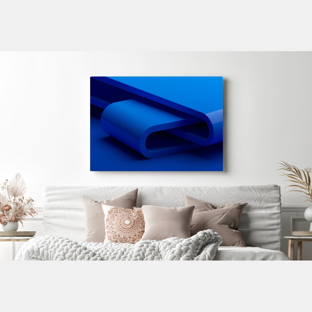 Leinwandbild minimalistische blaue geometrische schleife – Wallnifity®