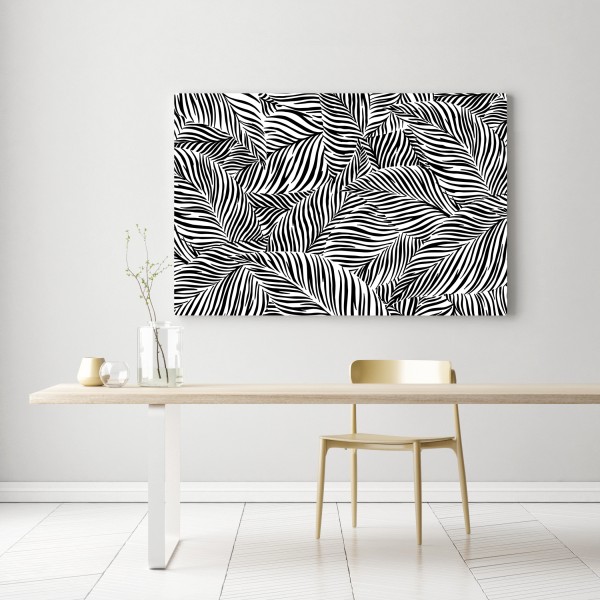 Leinwandbild monochromes tropisches blattmuster – Wallnifity® Leinwandbild monochromes tropisches blattmuster – Wallnifity®