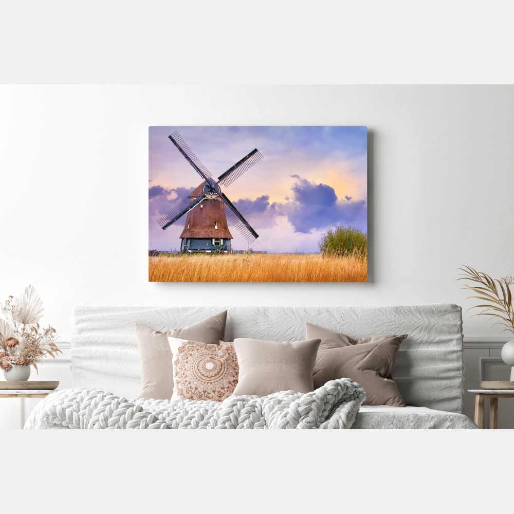 Leinwandbild historische windmühle auf goldenen feldern – Wallnifity® Leinwandbild historische windmühle auf goldenen feldern – Wallnifity®