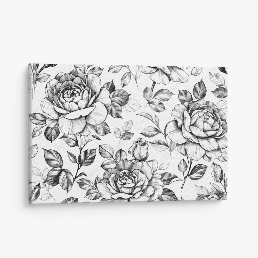 Leinwandbild handgezeichnetes rosenmuster – Wallnifity® Leinwandbild handgezeichnetes rosenmuster – Wallnifity®