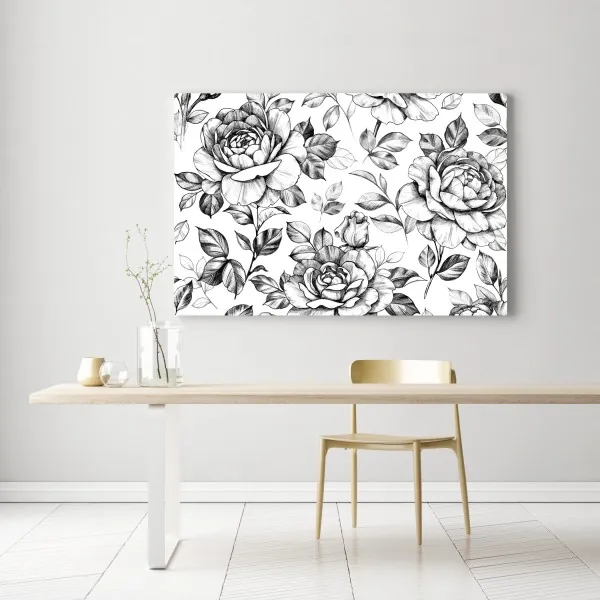 Leinwandbild handgezeichnetes rosenmuster – Wallnifity® Leinwandbild handgezeichnetes rosenmuster – Wallnifity®