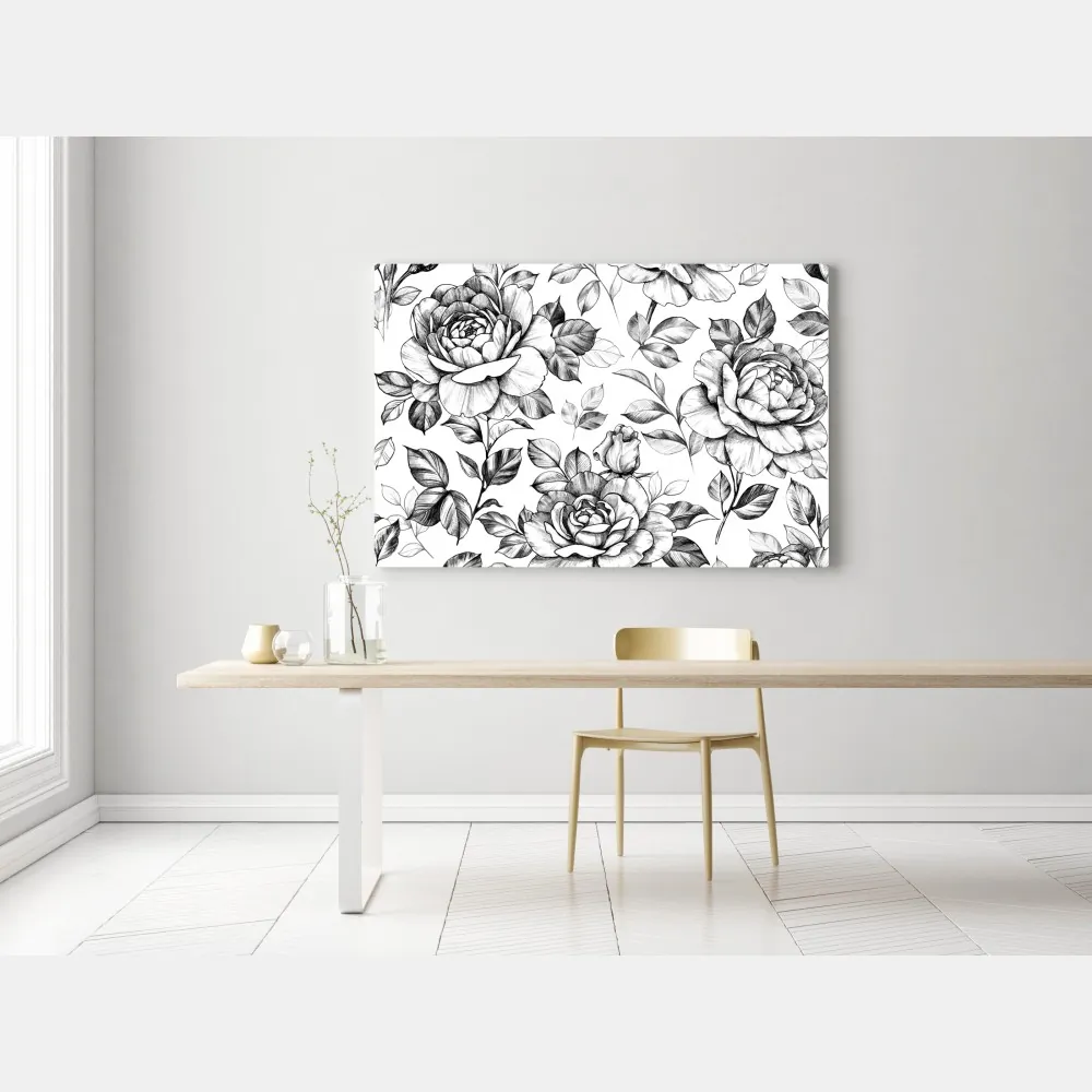 Leinwandbild handgezeichnetes rosenmuster – Wallnifity® Leinwandbild handgezeichnetes rosenmuster – Wallnifity®