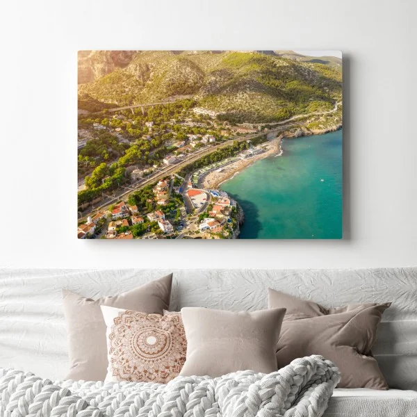 Leinwandbild türkise küstenlandschaft aus der vogelperspektive – Wallnifity® Leinwandbild türkise küstenlandschaft aus der vogelperspektive – Wallnifity®