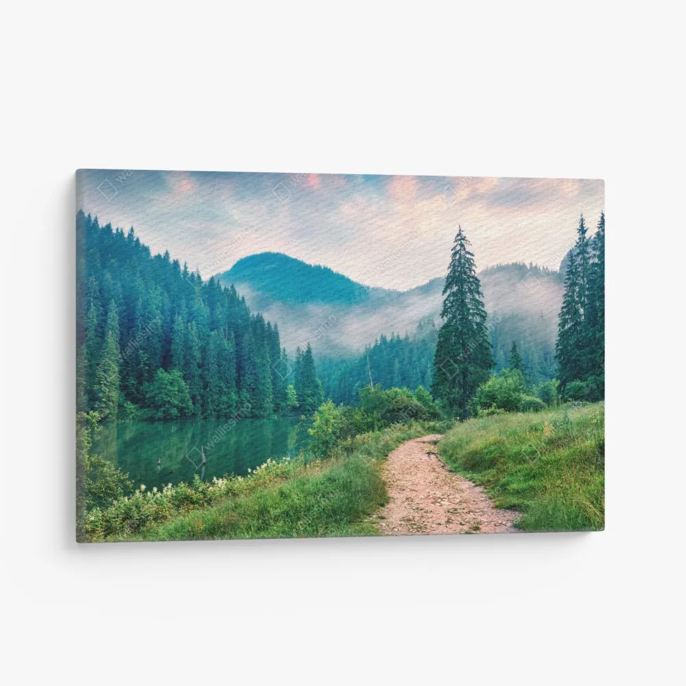 Leinwandbild nebliger morgen am Lacu Roșu – Wallnifity® Leinwandbild nebliger morgen am Lacu Roșu – Wallnifity®