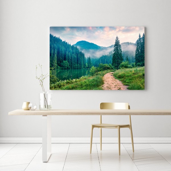 Leinwandbild nebliger morgen am Lacu Roșu – Wallnifity® Leinwandbild nebliger morgen am Lacu Roșu – Wallnifity®