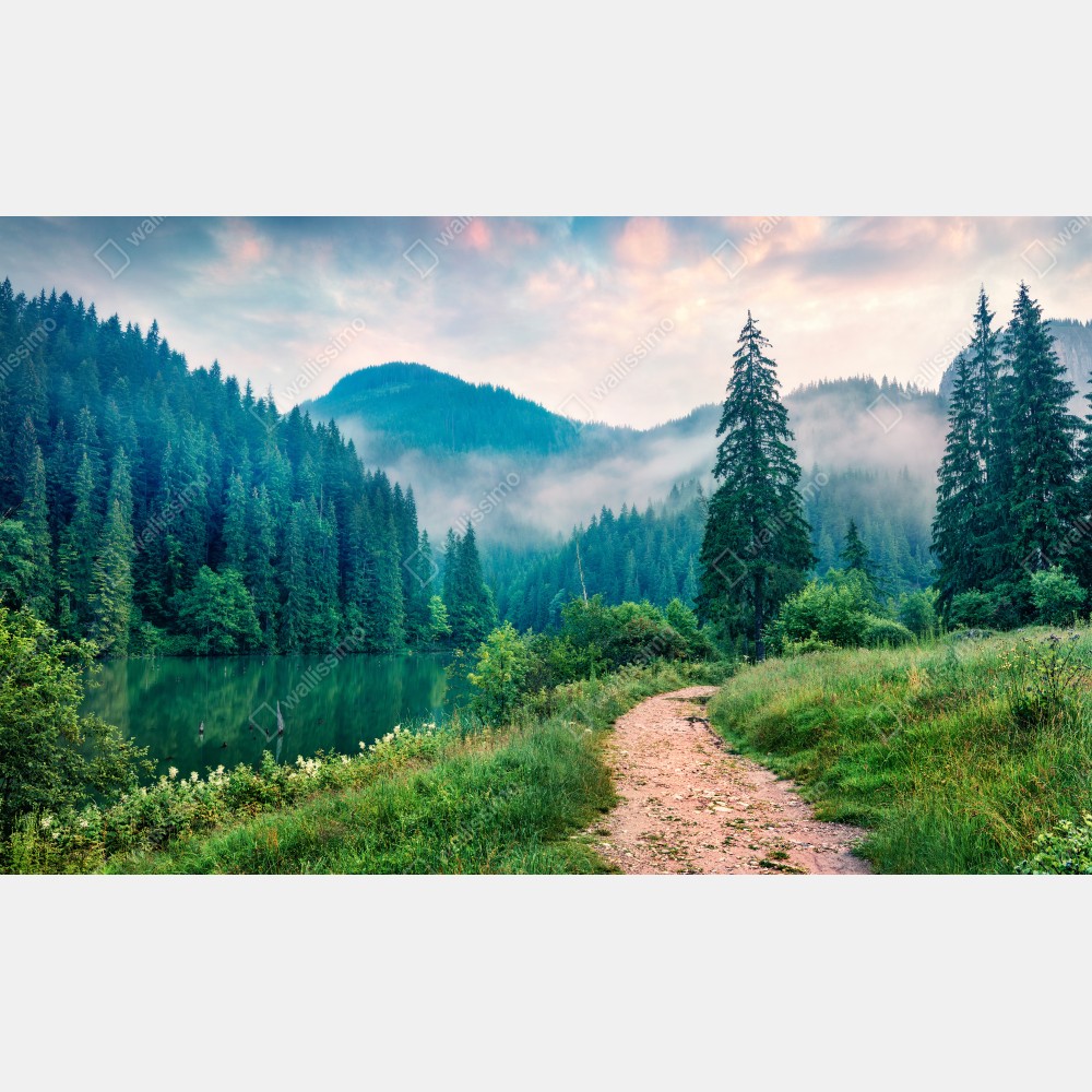 Leinwandbild nebliger morgen am Lacu Roșu – Wallnifity® Leinwandbild nebliger morgen am Lacu Roșu – Wallnifity®