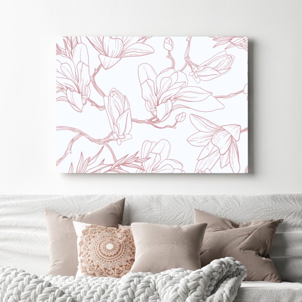 Leinwandbild zartes magnolienmuster in sanftem rosa – Wallnifity® Leinwandbild zartes magnolienmuster in sanftem rosa – Wallnifity®