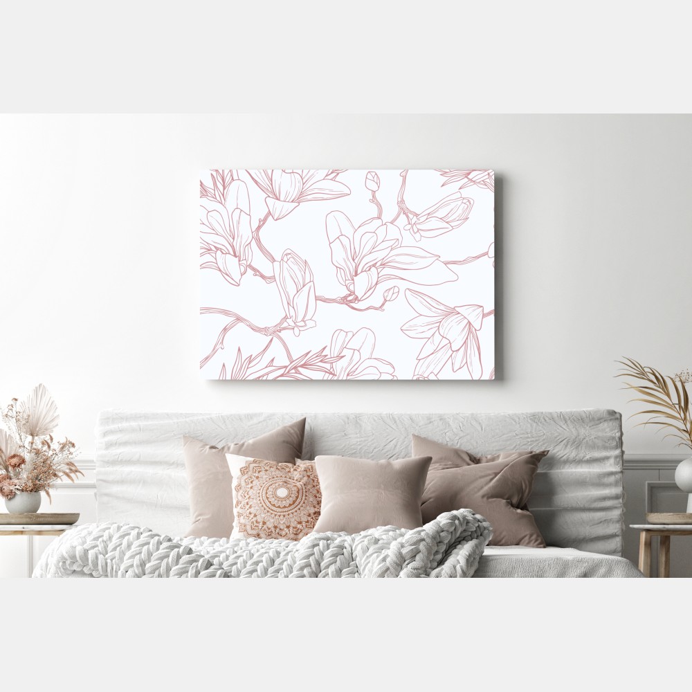 Leinwandbild zartes magnolienmuster in sanftem rosa – Wallnifity® Leinwandbild zartes magnolienmuster in sanftem rosa – Wallnifity®
