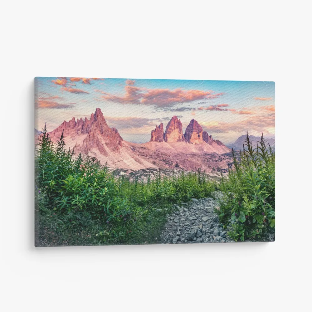Leinwandbild sonnenuntergang bei Tre Cime di Lavaredo – Wallnifity®