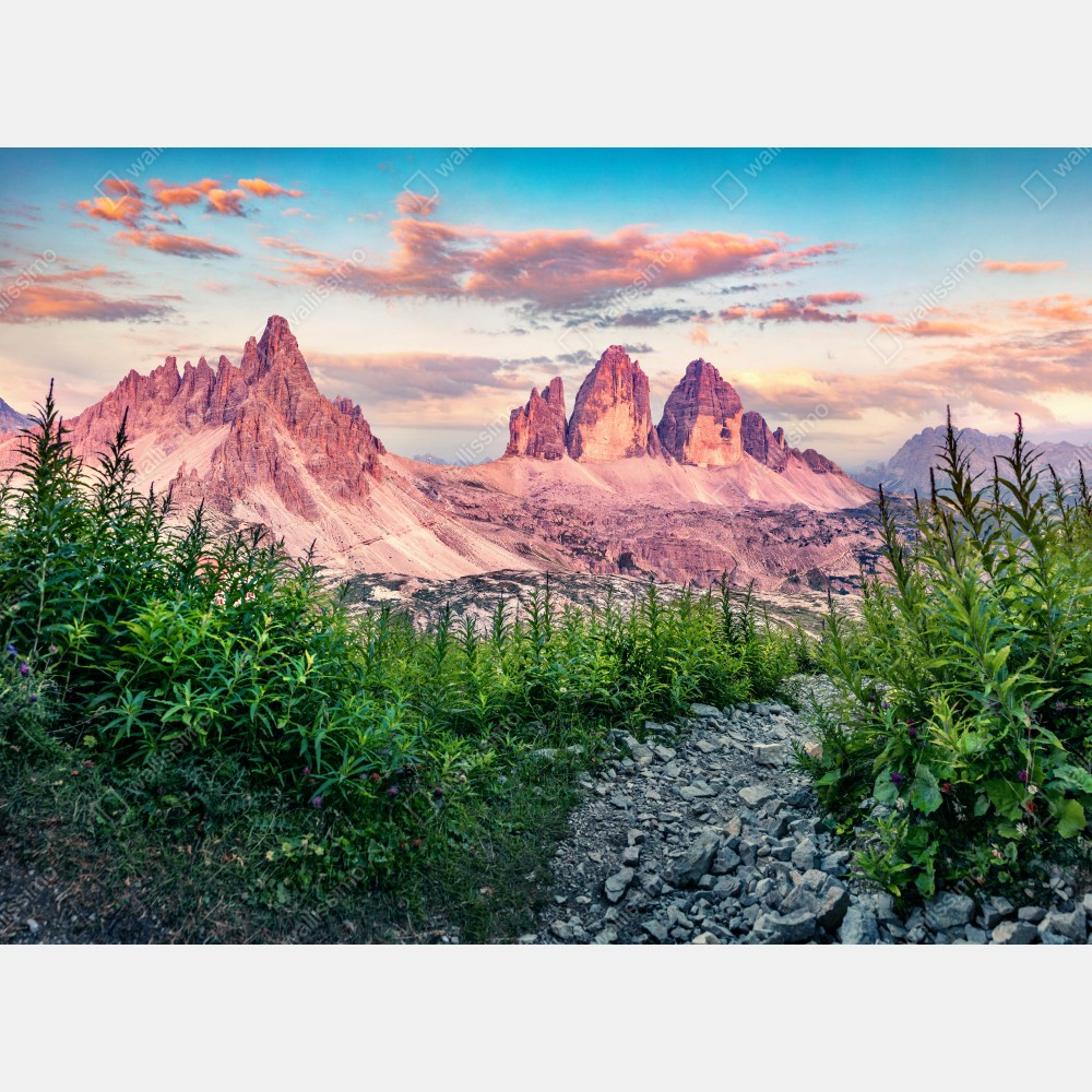 Leinwandbild sonnenuntergang bei Tre Cime di Lavaredo – Wallnifity®