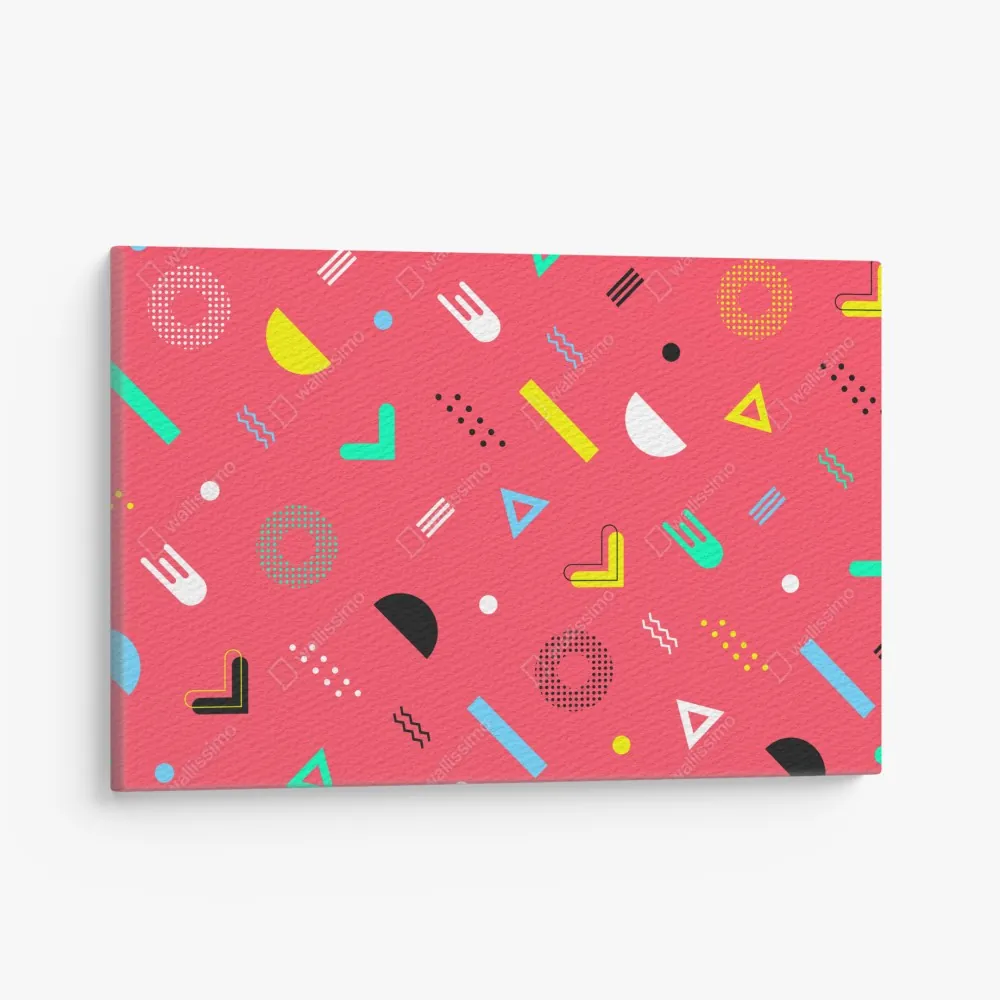 Leinwandbild leuchtendes memphis geometrisches muster – Wallnifity® Leinwandbild leuchtendes memphis geometrisches muster – Wallnifity®