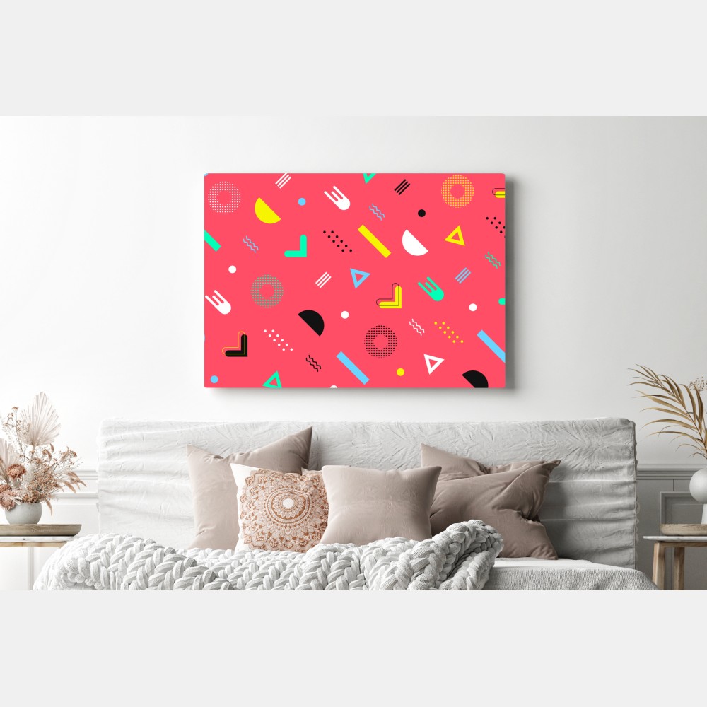 Leinwandbild leuchtendes memphis geometrisches muster – Wallnifity® Leinwandbild leuchtendes memphis geometrisches muster – Wallnifity®