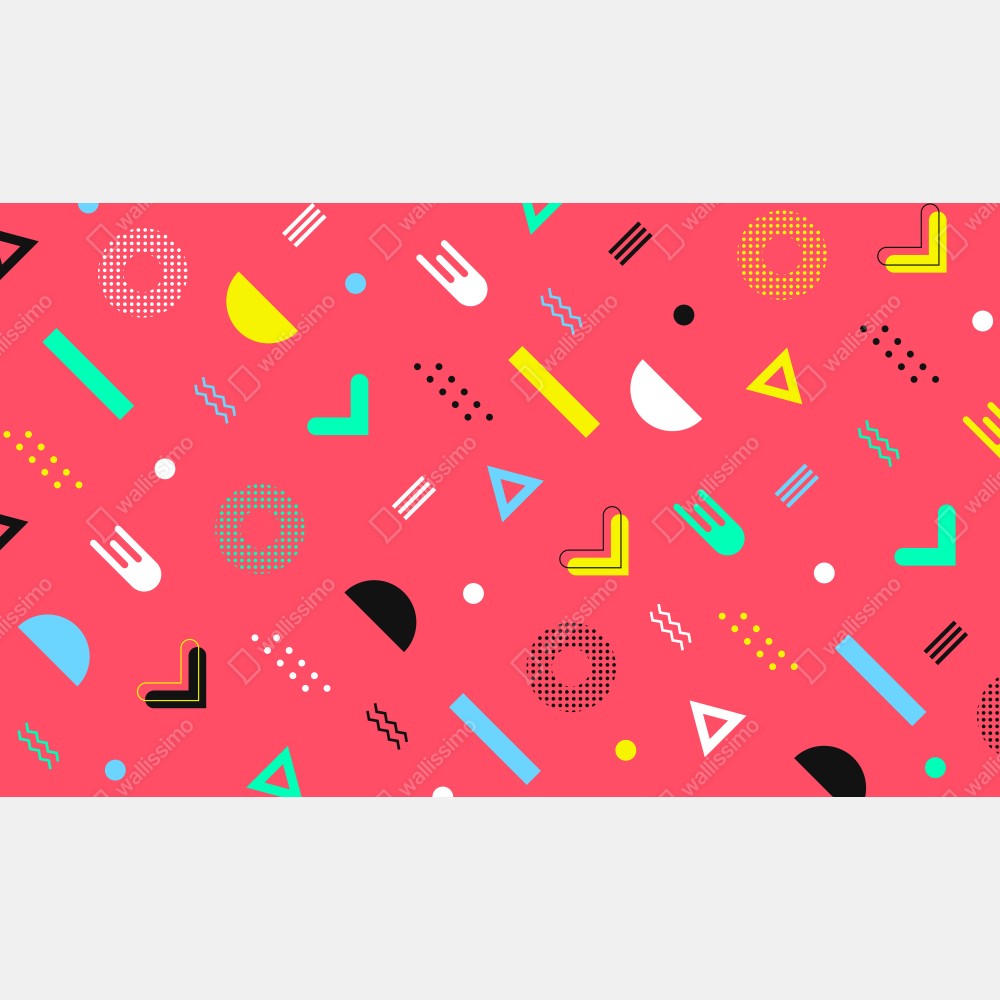 Leinwandbild leuchtendes memphis geometrisches muster – Wallnifity® Leinwandbild leuchtendes memphis geometrisches muster – Wallnifity®